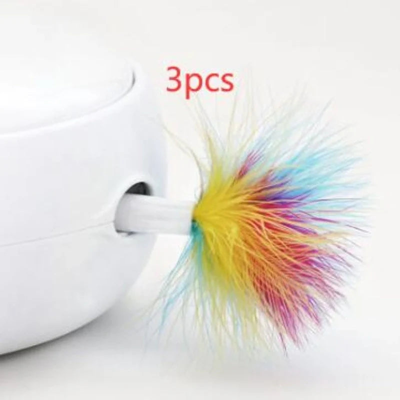Automatic donut-shaped electric cat toy with feather accessories