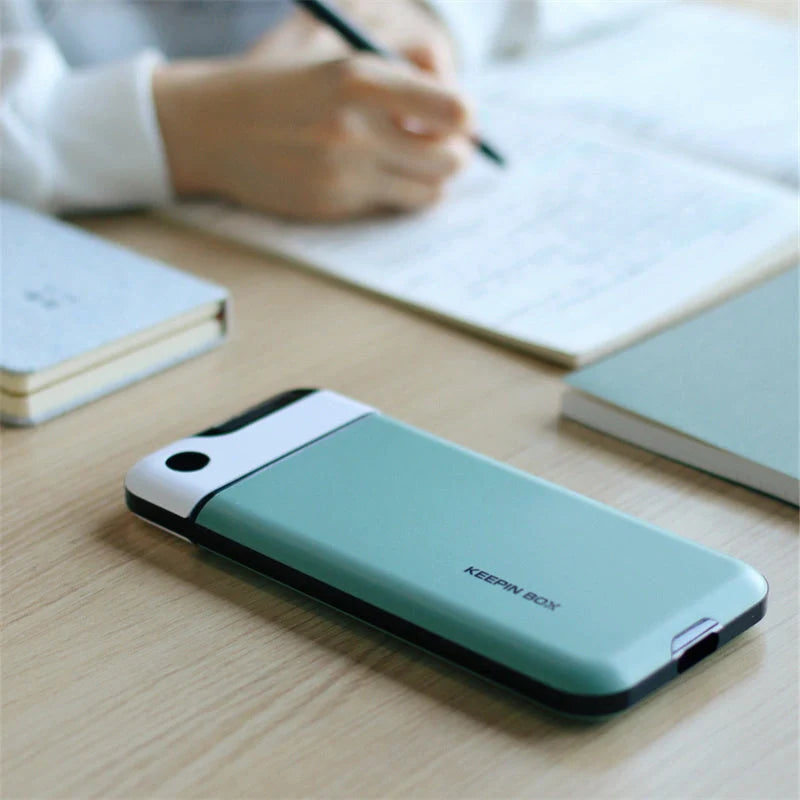 Keepin Box Mobile Phone Timing Box in Sakura Pink, Navy Blue, and Matcha Green