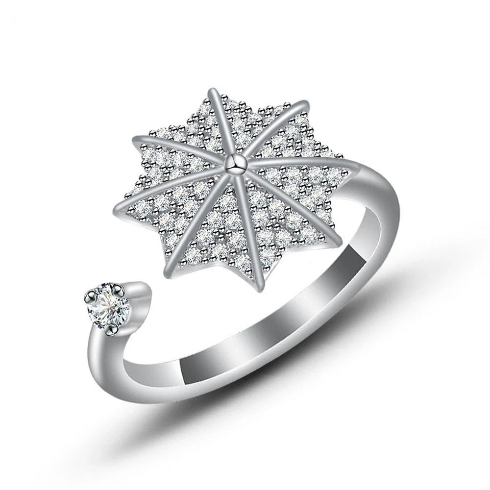 Adjustable rotatable butterfly ring for women with zircon inlay, available in multiple designs