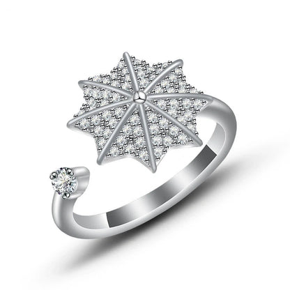 Adjustable rotatable butterfly ring for women with zircon inlay, available in multiple designs