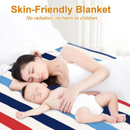 Household Voltage 110v Electric Blanket With Stripes in brown and grey