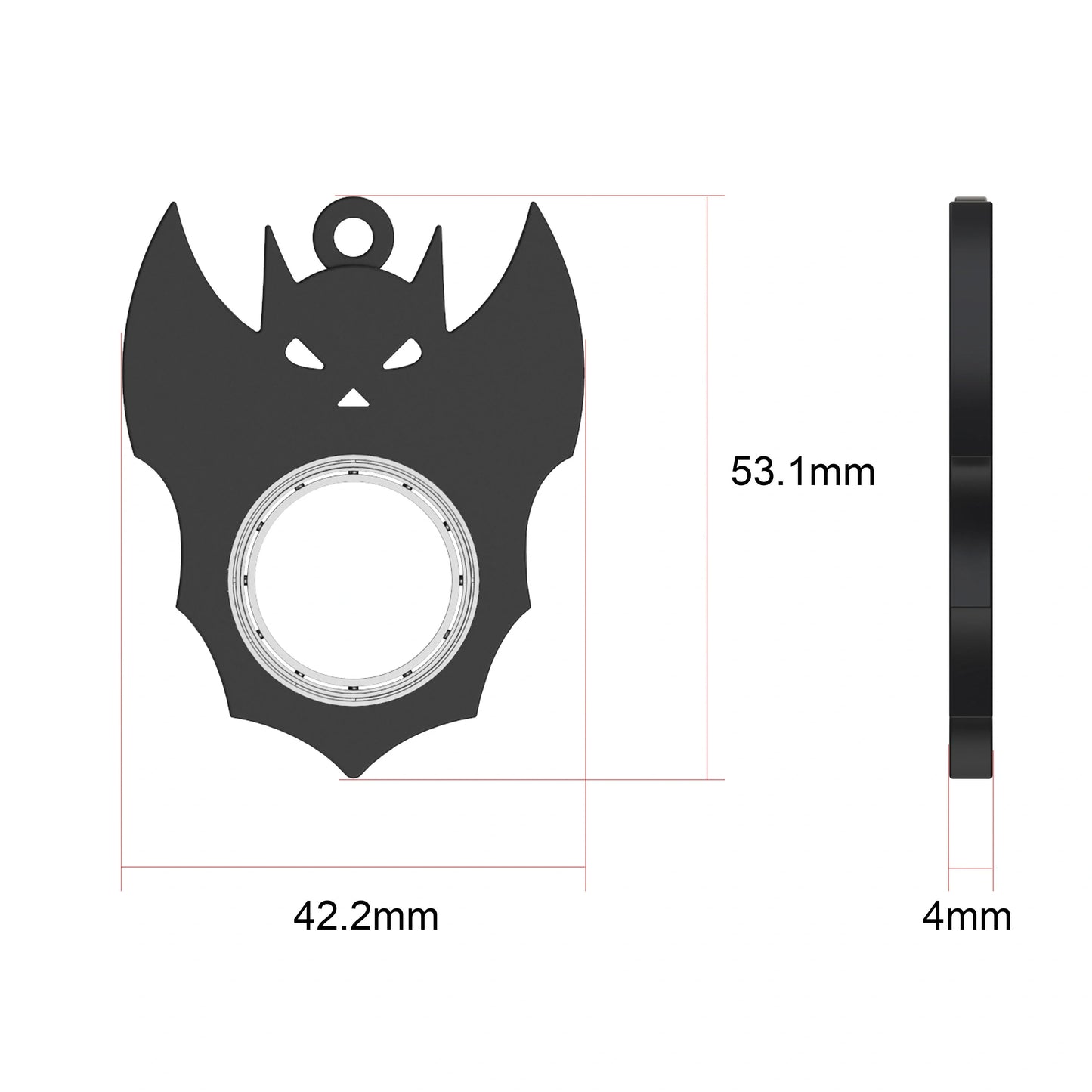 Halloween Bat Demon Ghost Keychain Fidget Spinner Toy - Black