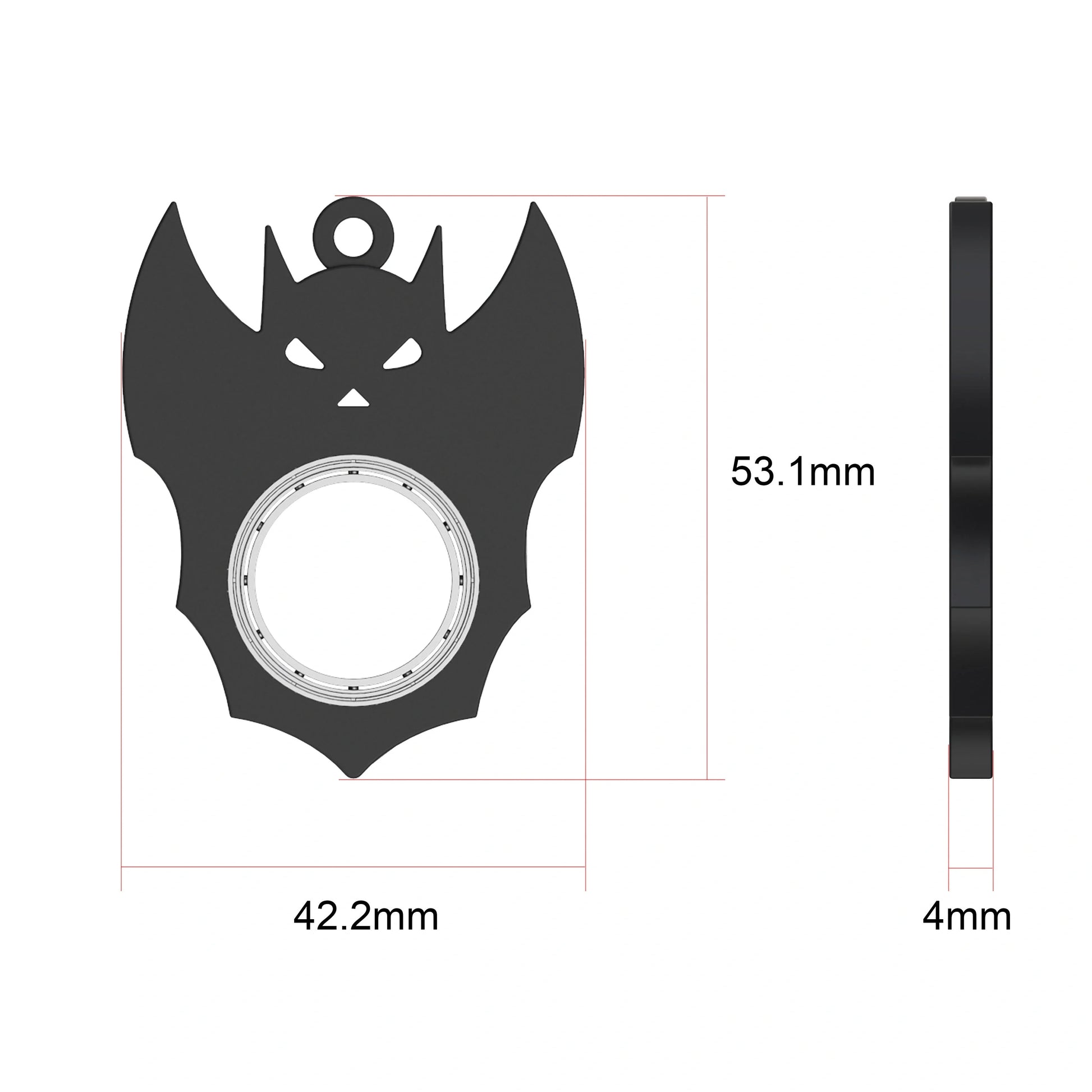 Halloween Bat Demon Ghost Keychain Fidget Spinner Toy - Black