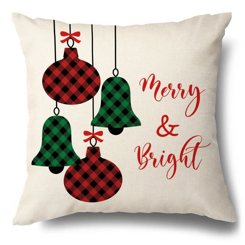 Christmas Hugging Pillowcase Flax Elk Design Sofa Cushion Cover with festive pattern