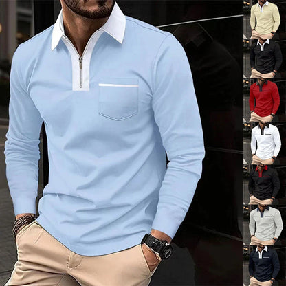 2024 Autumn Men's Long Sleeve Zipper Polo Shirts in various colours