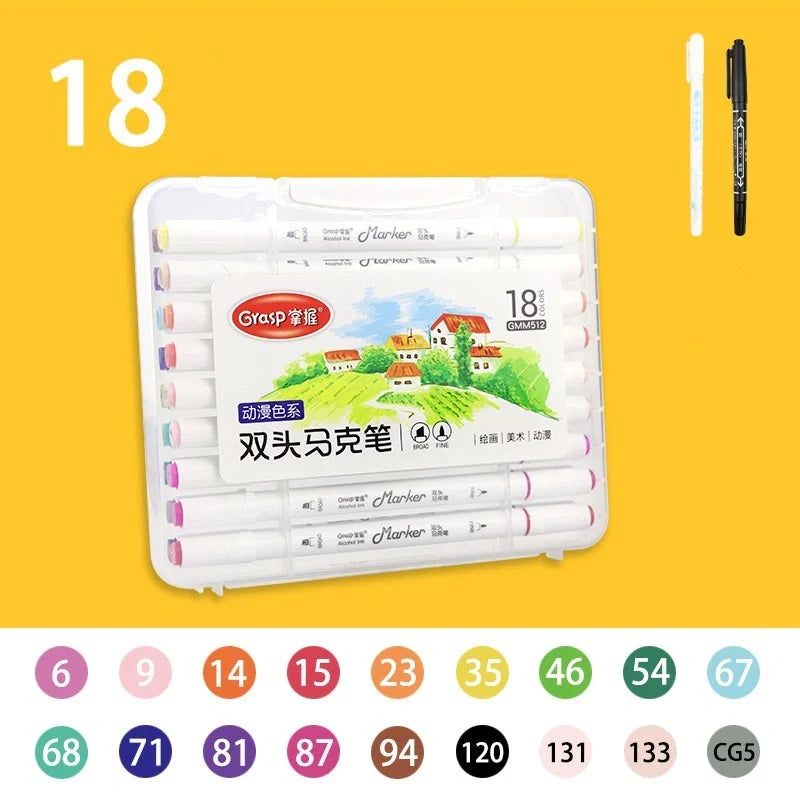 Master Double-headed Marker Art Brush Painting Set Oily 48-color for animation