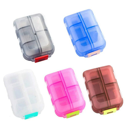 10-grid moisture-proof travel pill organizer in various colours for secure medication storage