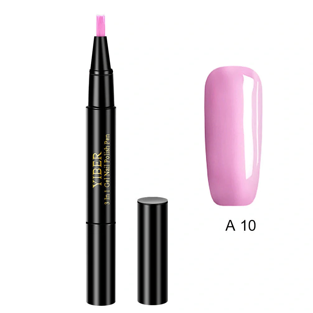 3-in-1 Gel Nail Varnish Pen with Glitter for easy one-step nail art