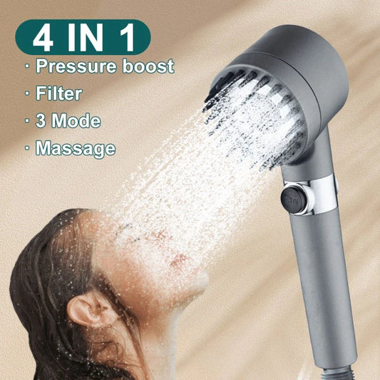 Premium 3-mode high-pressure shower head with detachable filter, made of durable ABS material for a relaxing and refreshing shower experience.