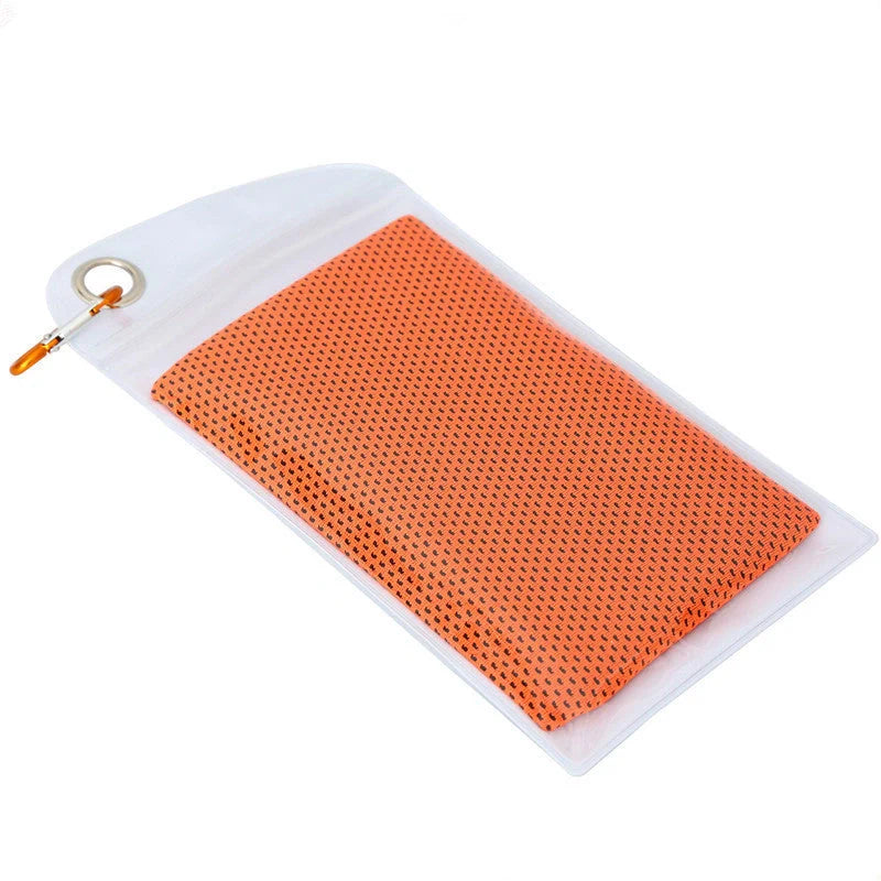 Mountaineering Cooling Towel in various vibrant colours, designed for outdoor activities and heat relief