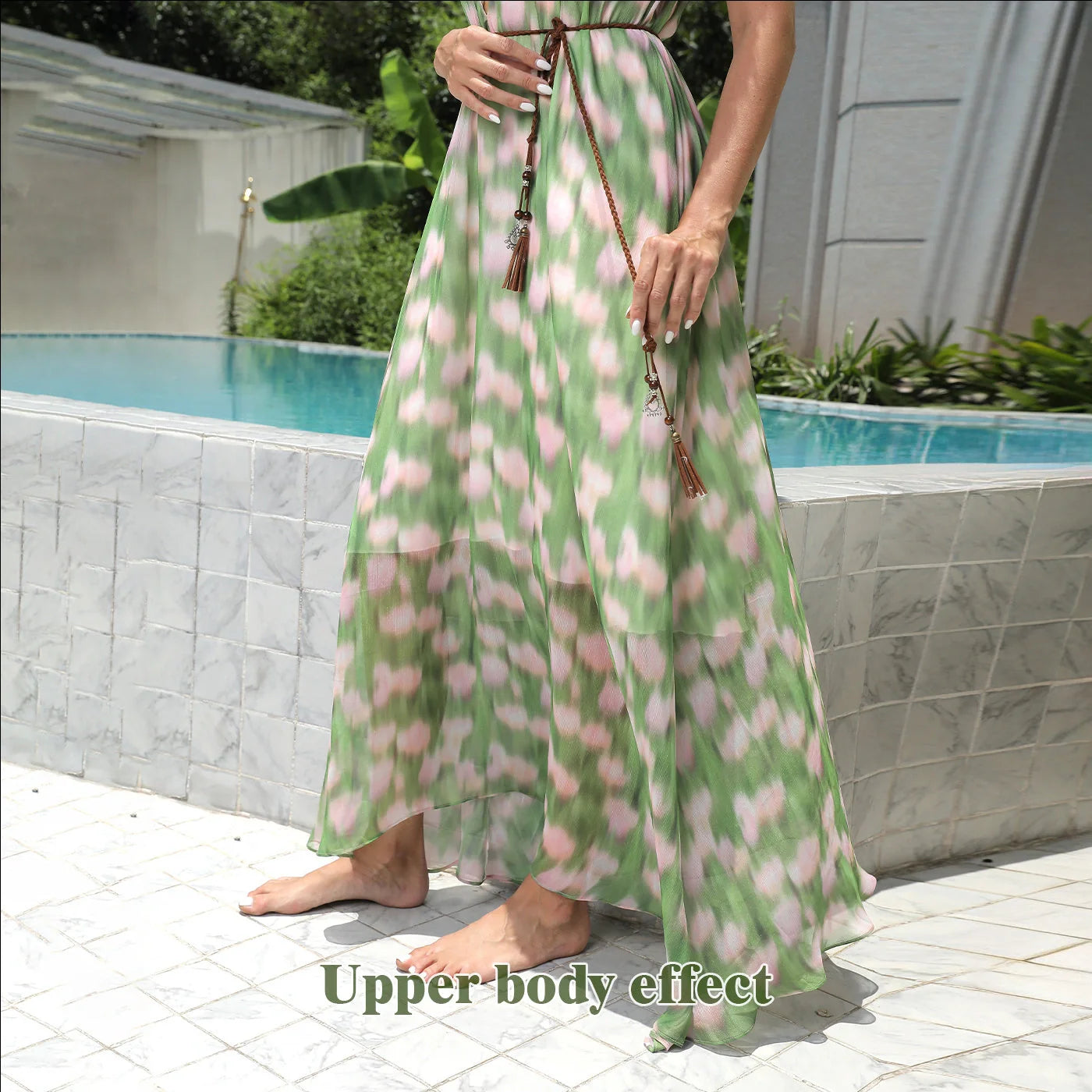 Women's simple printed polyester dress in white, available in sizes S to 4XL
