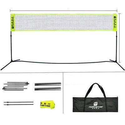 Professional portable foldable badminton net with carbon fiber frame in fluorescent green