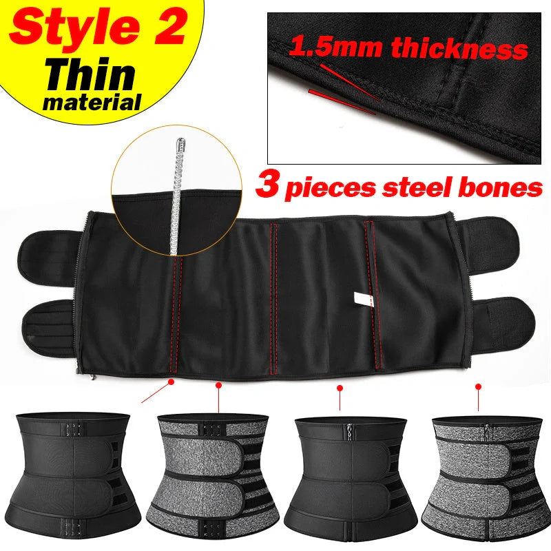Women's adjustable waist trainer slimming bodysuit with 2-3 belts for workout shaping