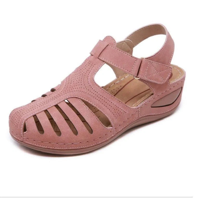 Women's Plus Size Retro Sandals with round toe and wedge heel in various colours