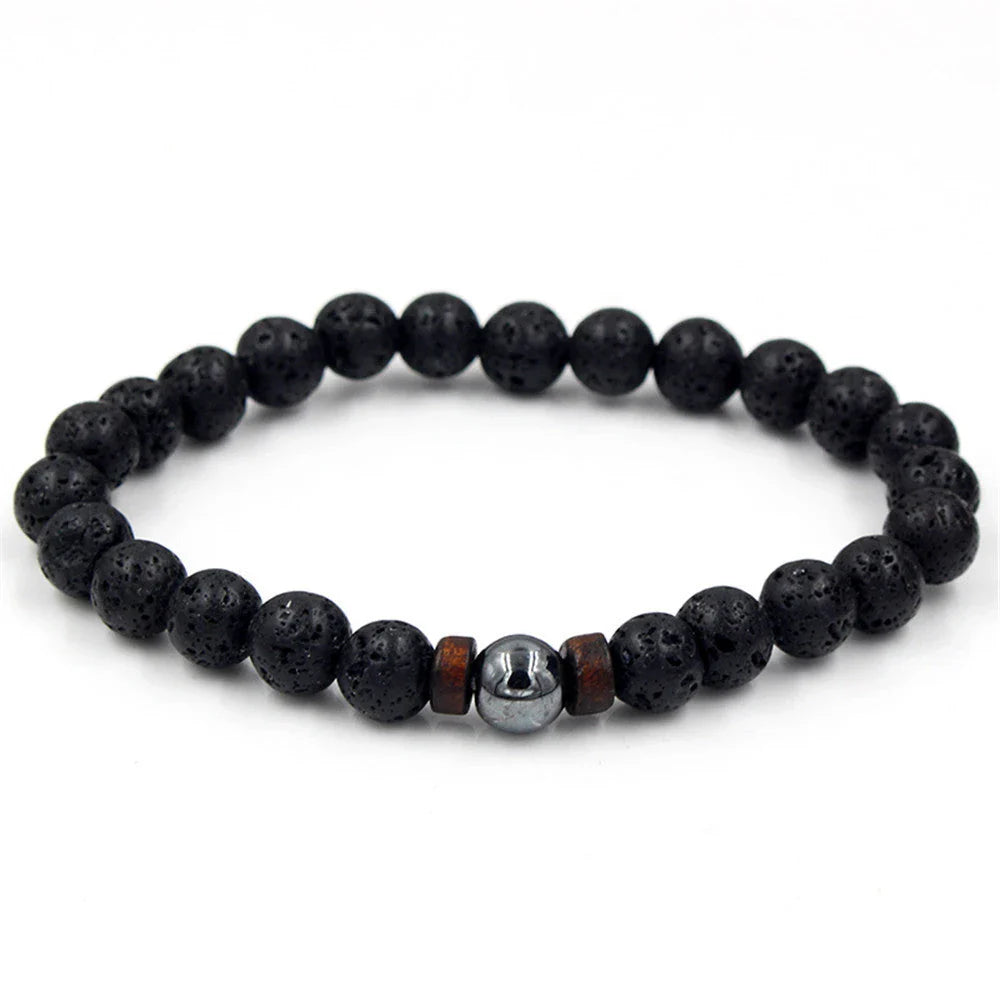 Stylish volcanic stone bracelet in various colors and designs for men