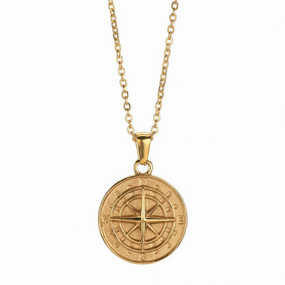 Elegant Stainless Steel Compass Necklace in gold and silver designs