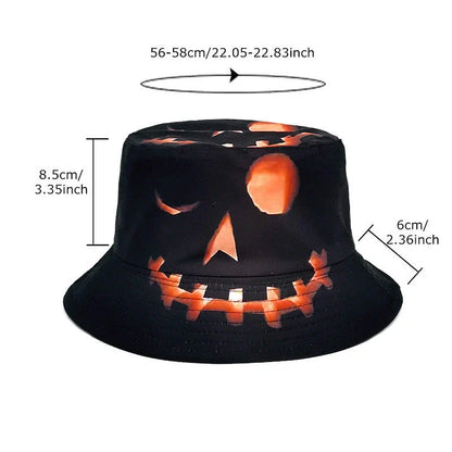 Fashionable Halloween pumpkin-themed sun hat with a flat top crown and breathable polyester construction