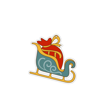 Festive car ornament hanging from rearview mirror with Christmas designs