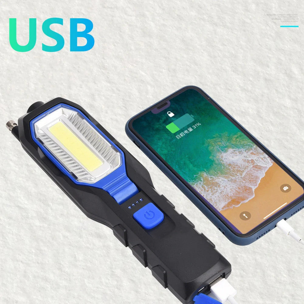 COB Strong Searchlight Rechargeable LED Portable Multi-function Auto Repair Light with multiple light modes