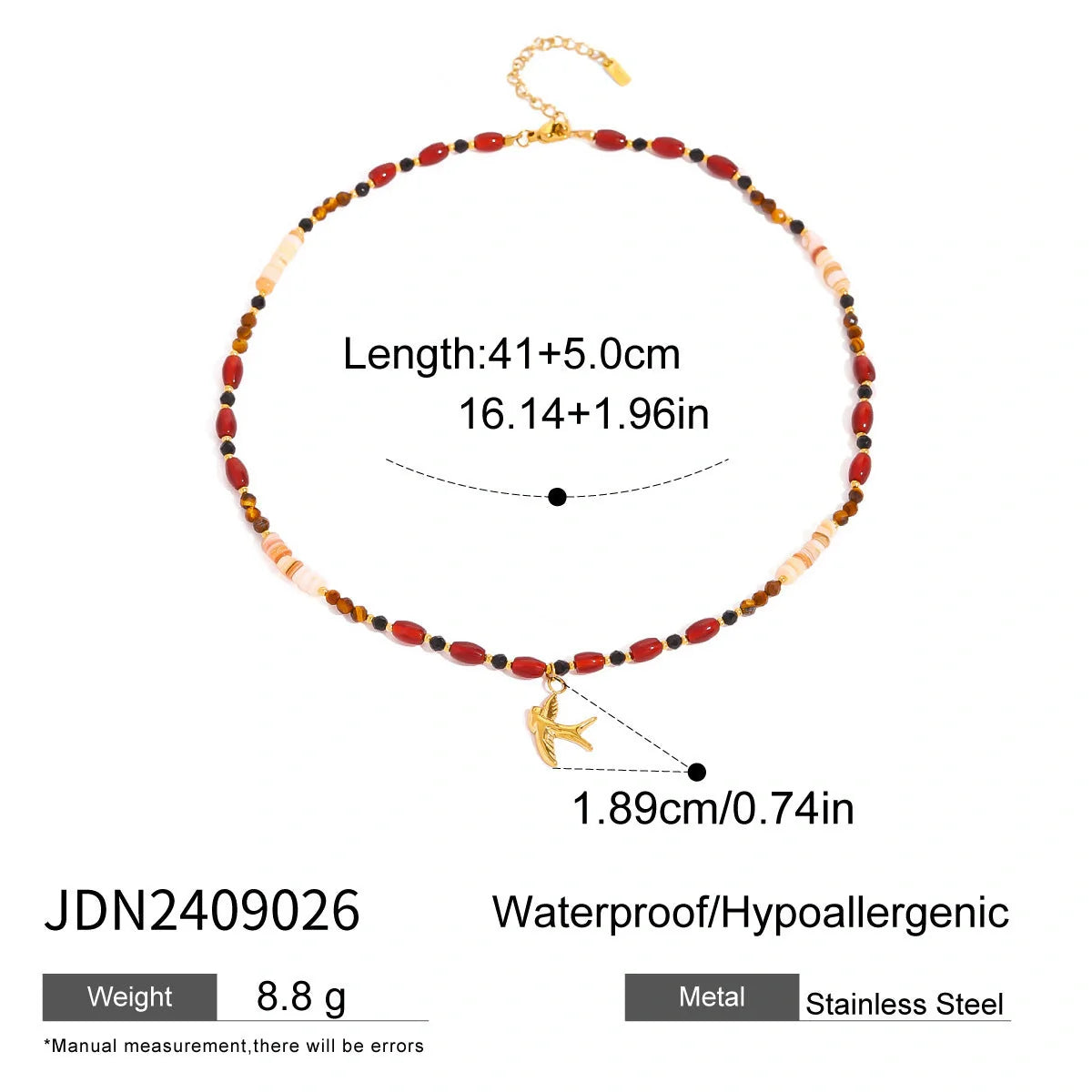 Elegant Tiger Eye Bead Necklace with Bird Pendant for women