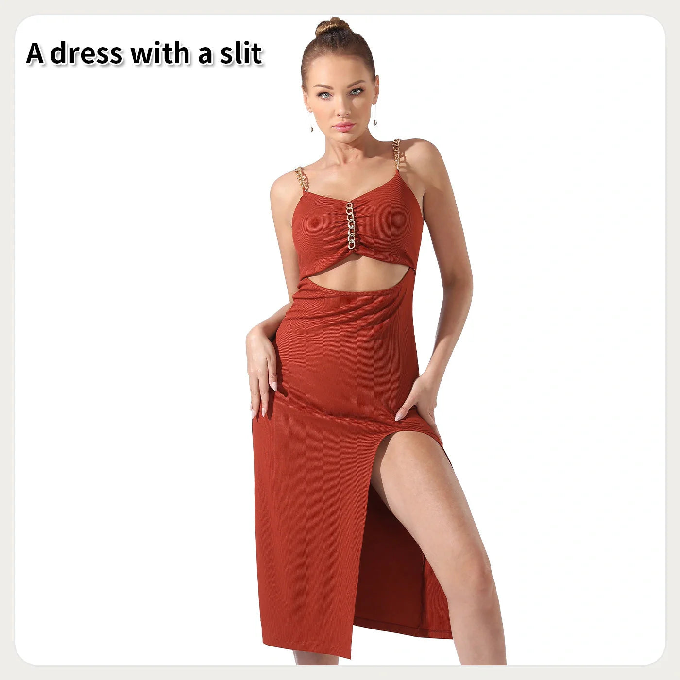 Elegant women's halter sleeveless split dress in various colors