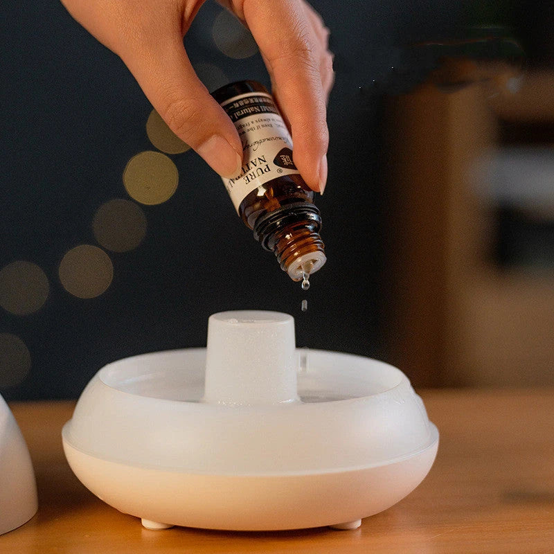 Aromatherapy Mist Humidifier with Flame-like Lighting Effects, USB-Powered Relaxation Device for Home