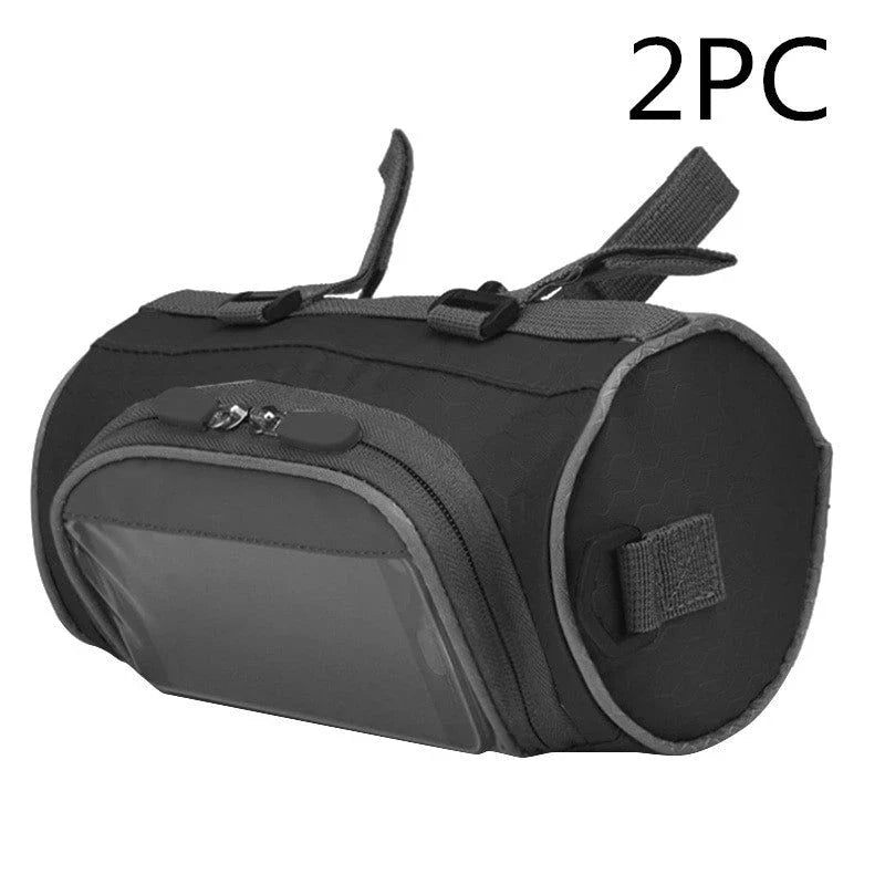 Premium waterproof bicycle handlebar bag made of durable polyester, with ample storage space for a smartphone and other cycling essentials.