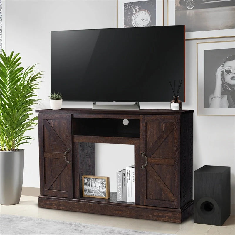 Vintage Wooden TV Cabinet in classic coffee finish for living room