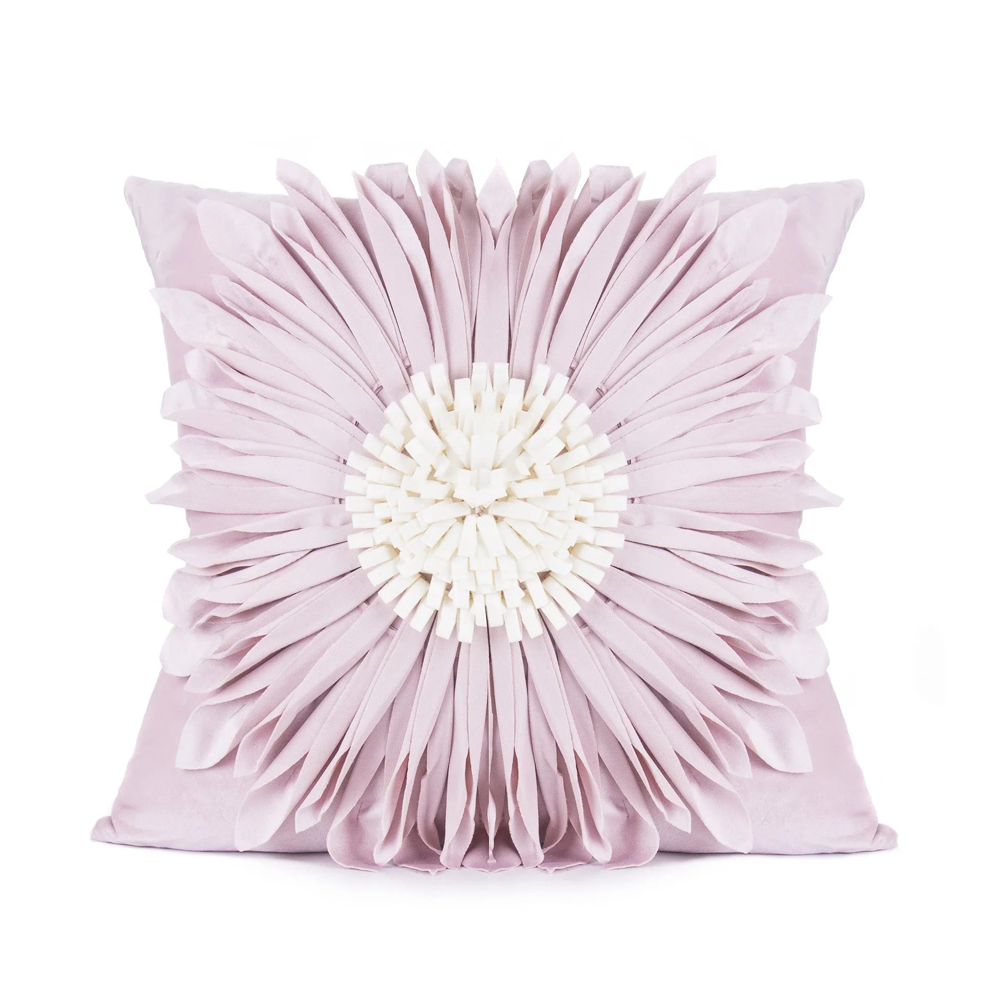 Decorative throw pillows in various colours featuring 3D chrysanthemum embroidery on a velvet surface