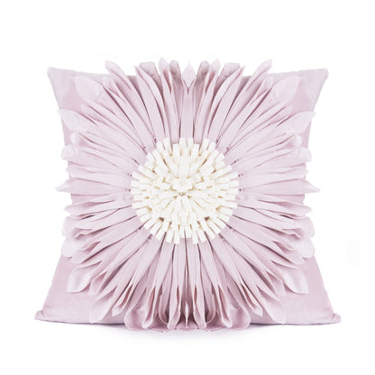 Decorative throw pillows in various colours featuring 3D chrysanthemum embroidery on a velvet surface