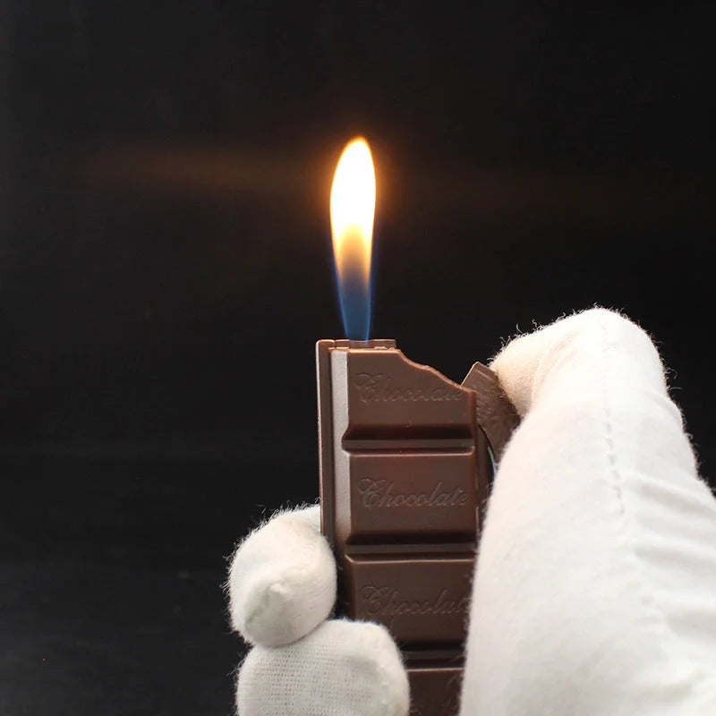 Chocolate-shaped torch lighter with bright colours and butane refill