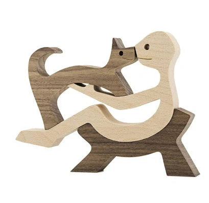 Nordic style wooden desktop ornament with animal design and polished finish
