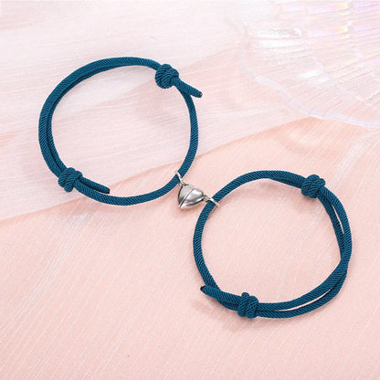 Stylish magnetic couple bracelets with heart design in various colors