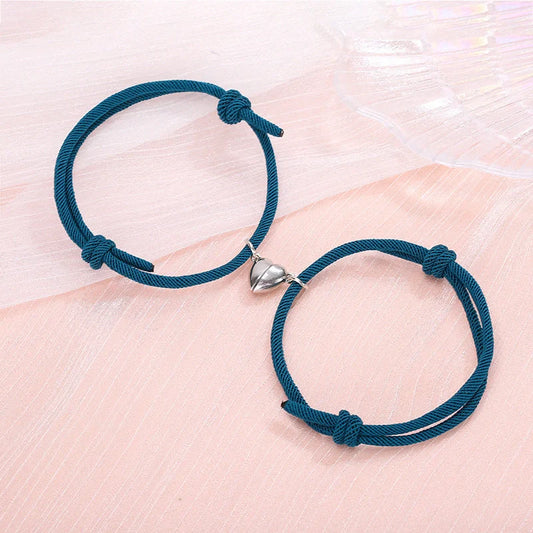 Stylish magnetic couple bracelets with heart design in various colors