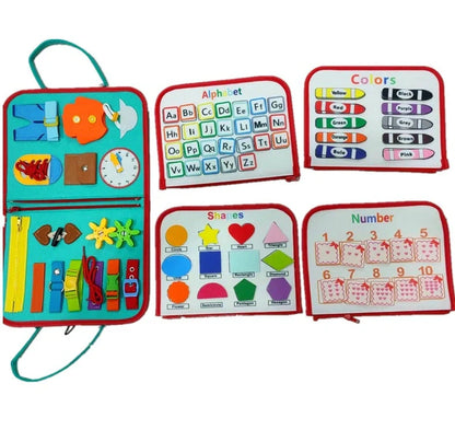 Children's felt busy board for dressing and buttoning skills development