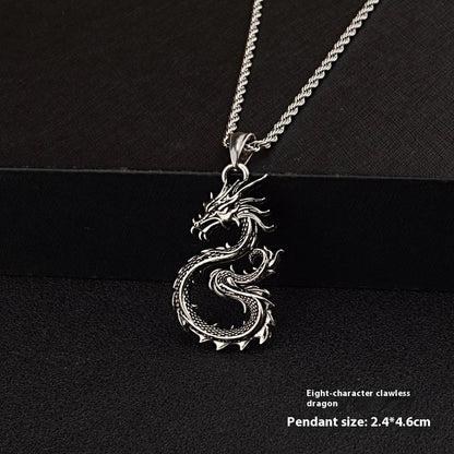 Stylish dragon sword pendant necklace with paved black colour and large hemp flowers chain, a premium accessory for men and boys