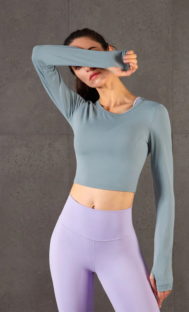 High-elastic Nylon Fitness Long Sleeves in various colours