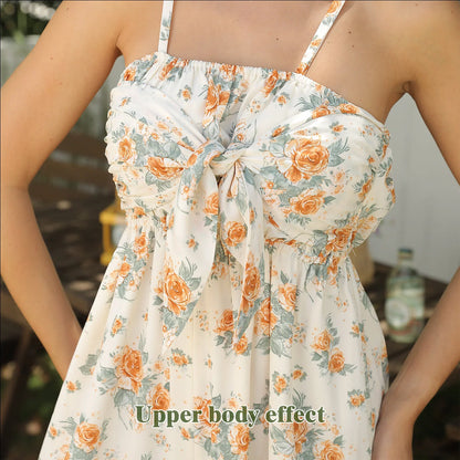 Women's simple printed polyester dress in white, available in sizes S to 4XL