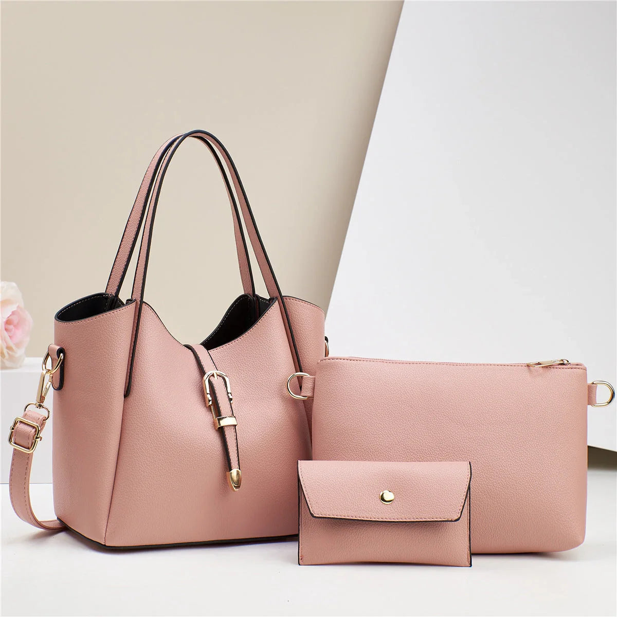 Stylish and practical tote bag set with crocodile embossed pattern, roomy main compartment, and versatile three-piece design in a range of classic British colours