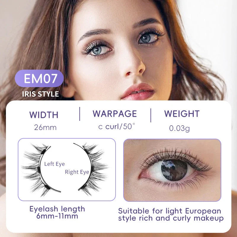 Premium magnetic suction false eyelashes in mink hair for a natural, glamorous look