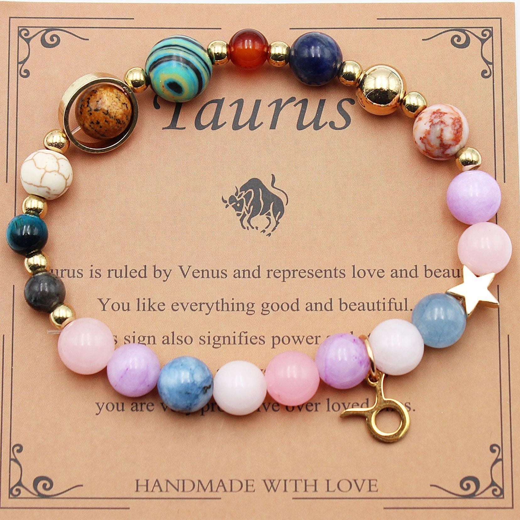 Morgan Stone Beaded Bracelet with twelve constellation designs