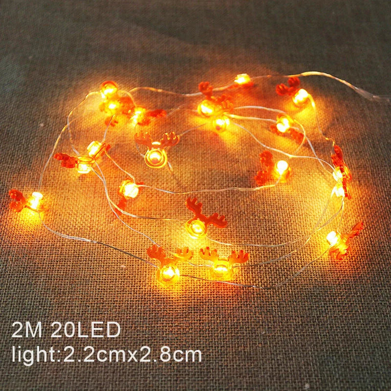 Festive LED string lights with Santa Claus and snowflakes for holiday decor