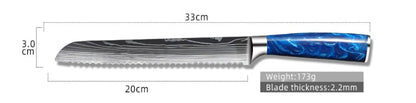 Premium 8-inch Chef Knife with elegant blue resin handle and stainless steel blade
