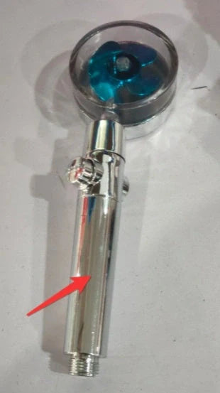 Turbo Propeller Shower Head in various colours with 360-degree fan extension