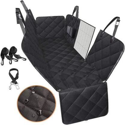 Waterproof dog car seat cover with view mesh and anti-skid surface