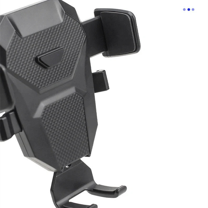 Universal car phone holder attached to air conditioning outlet, holding smartphone securely