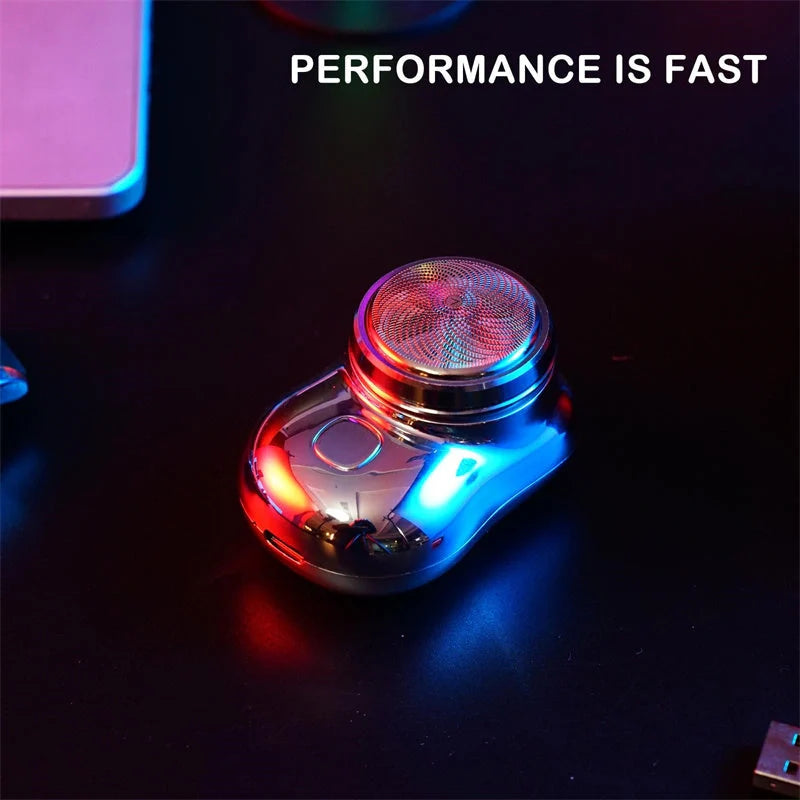 Mini Portable USB Rechargeable Electric Shaver for Men in black, blue, green, and silver