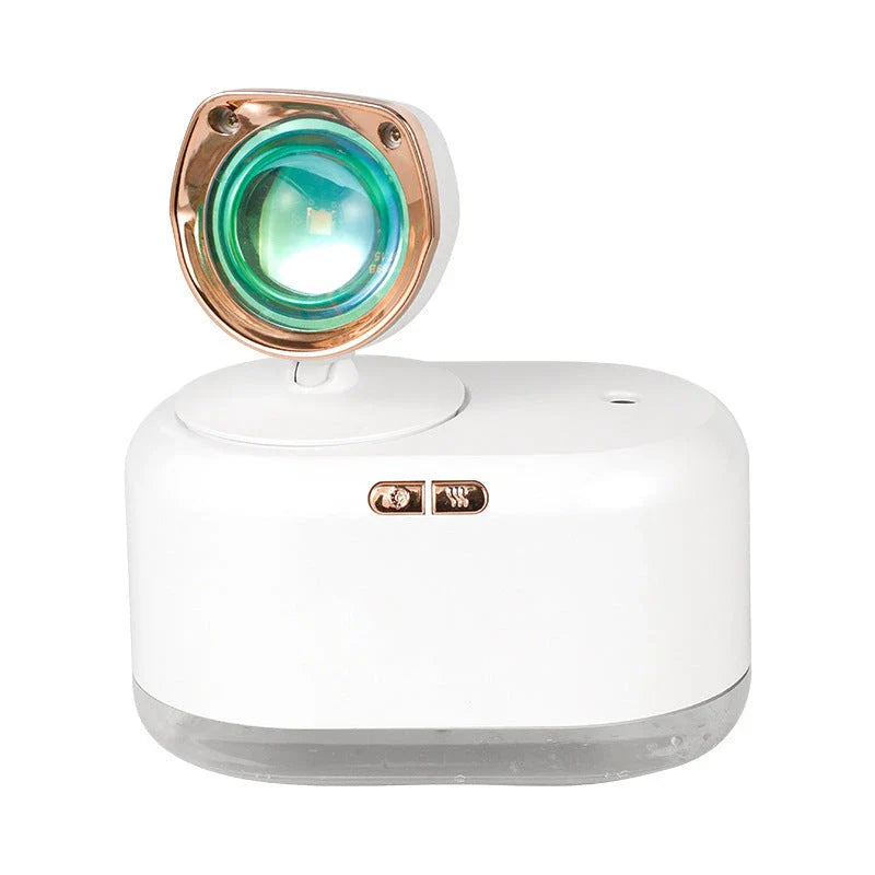 Wireless sunset lamp and ultrasonic humidifier with adjustable lighting and mist settings for home decor