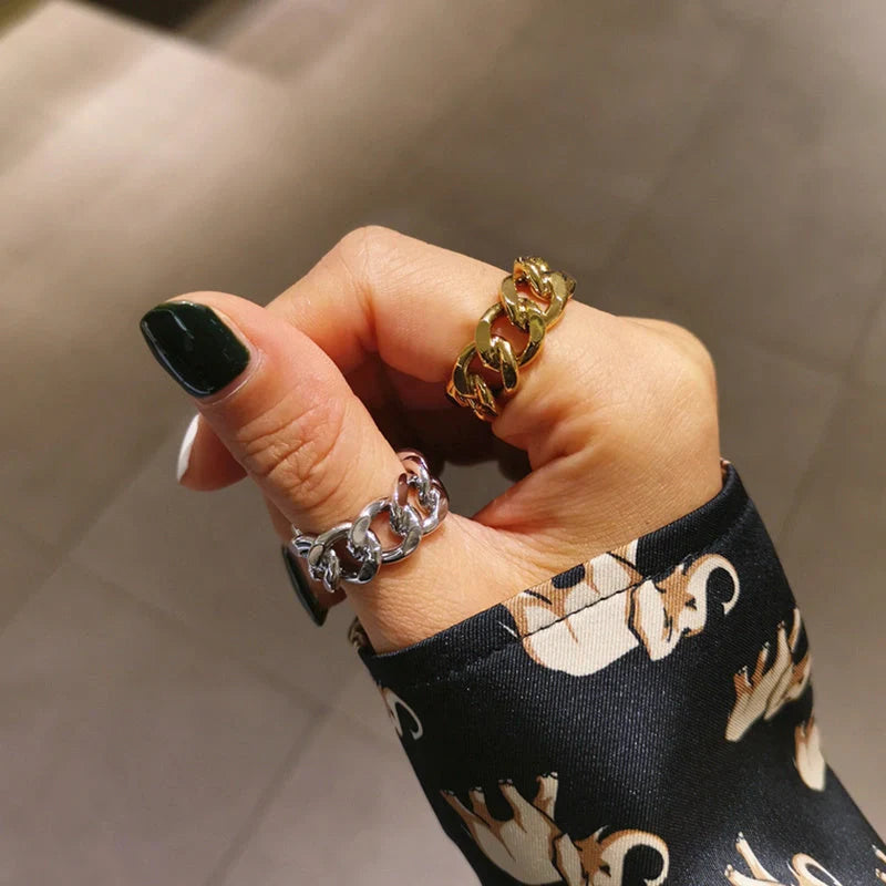 Adjustable aluminium alloy ring chain with golden or silvery electroplated finish