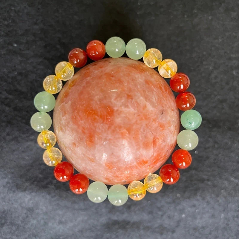 Elegant 8mm yellow beaded glass bracelet, unisex fashion jewellery